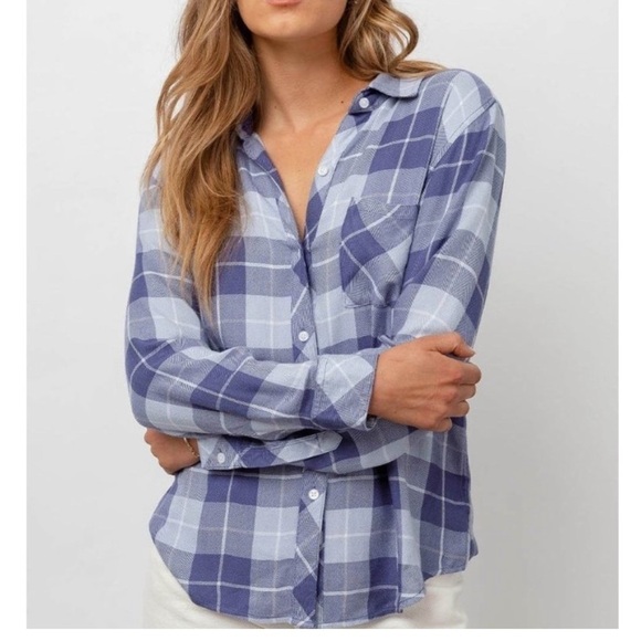 Rails Hunter Plaid Shirt Blue Women’s Size Small Button Down Long Sleeve Soft - Picture 1 of 12